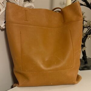 Madewell Genuine Leather Tote Bag | Cognac Tan | Medium Carryall